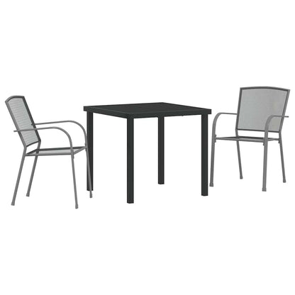 Set da Pranzo per Giardino 3 pcs Antracite Acciaio - homemem39