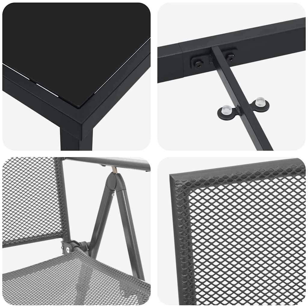 Set da Pranzo per Giardino 3 pcs Antracite Acciaio - homemem39