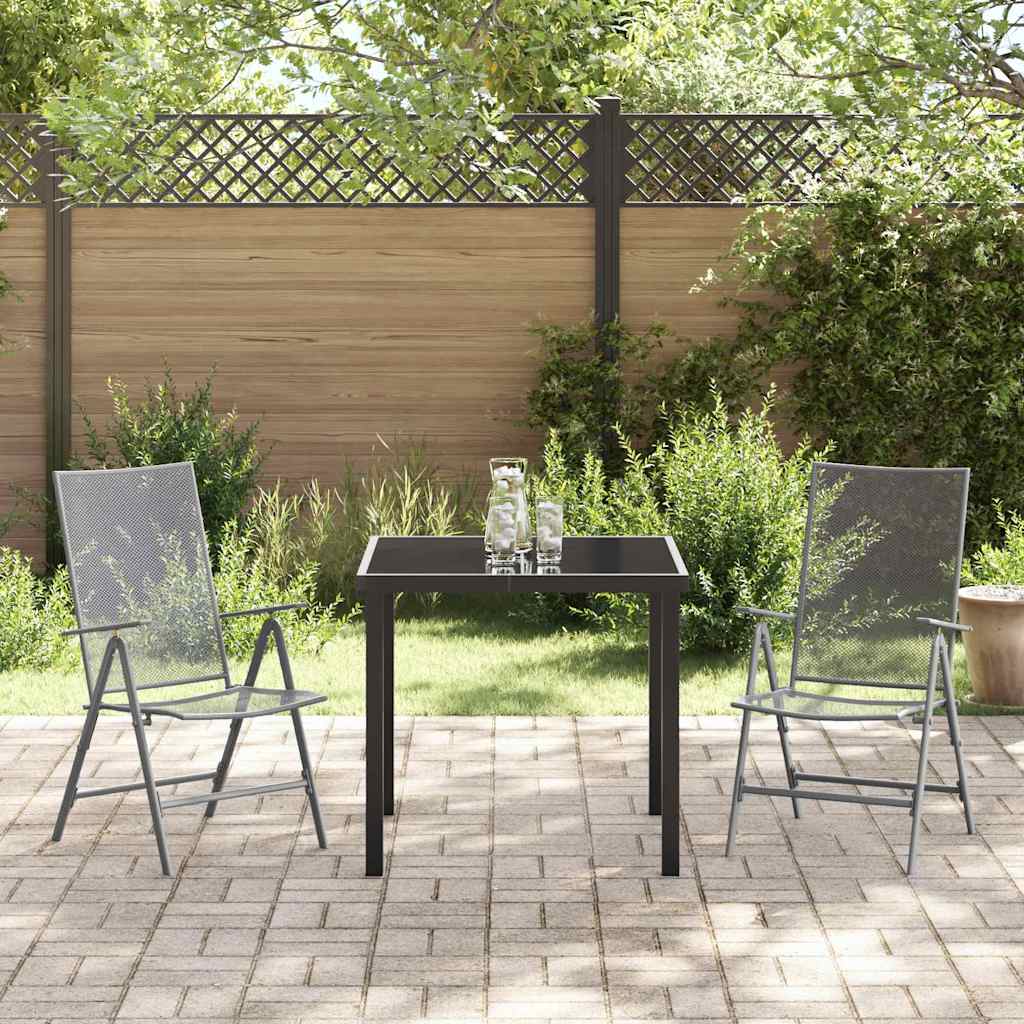 Set da Pranzo per Giardino 3 pcs Antracite Acciaio - homemem39