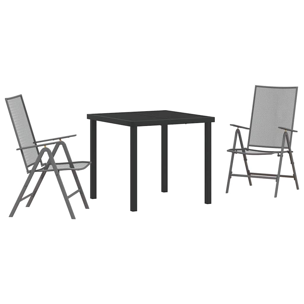Set da Pranzo per Giardino 3 pcs Antracite Acciaio - homemem39