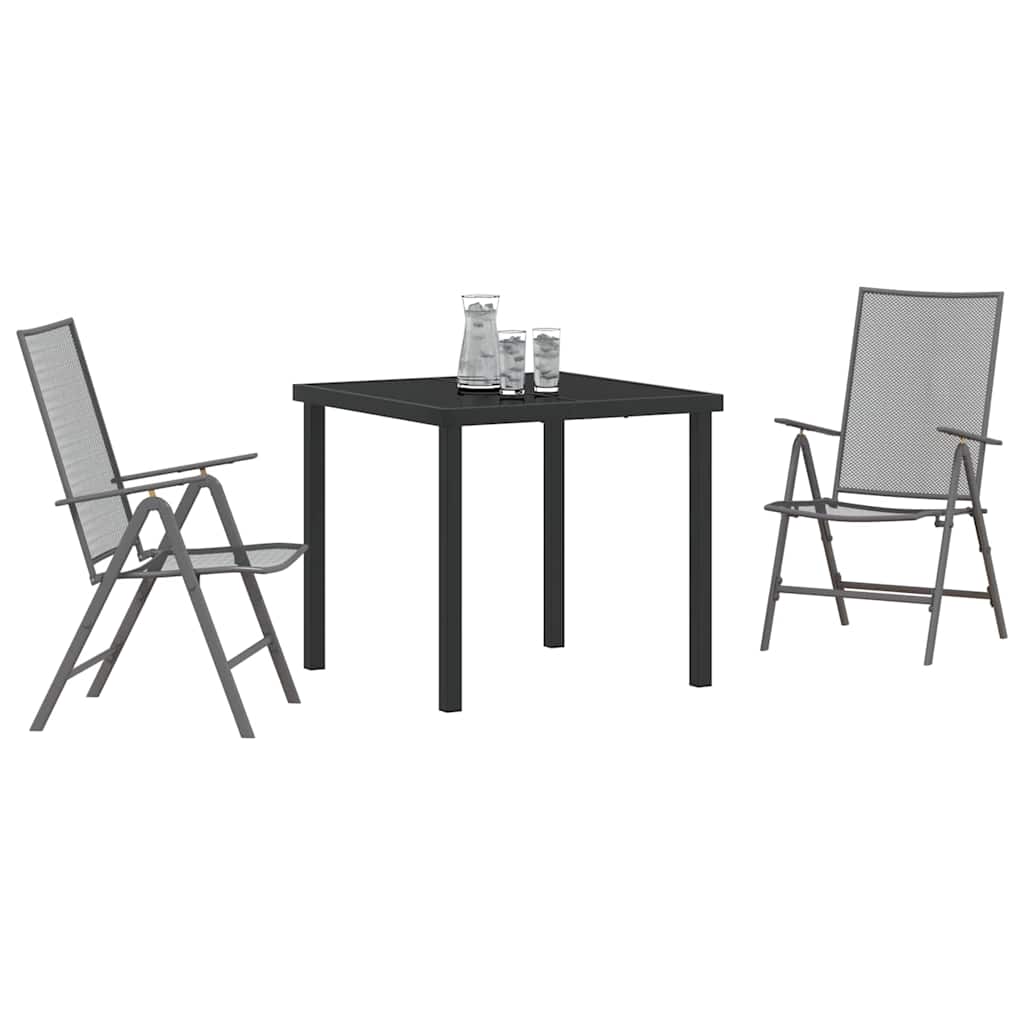 Set da Pranzo per Giardino 3 pcs Antracite Acciaio - homemem39