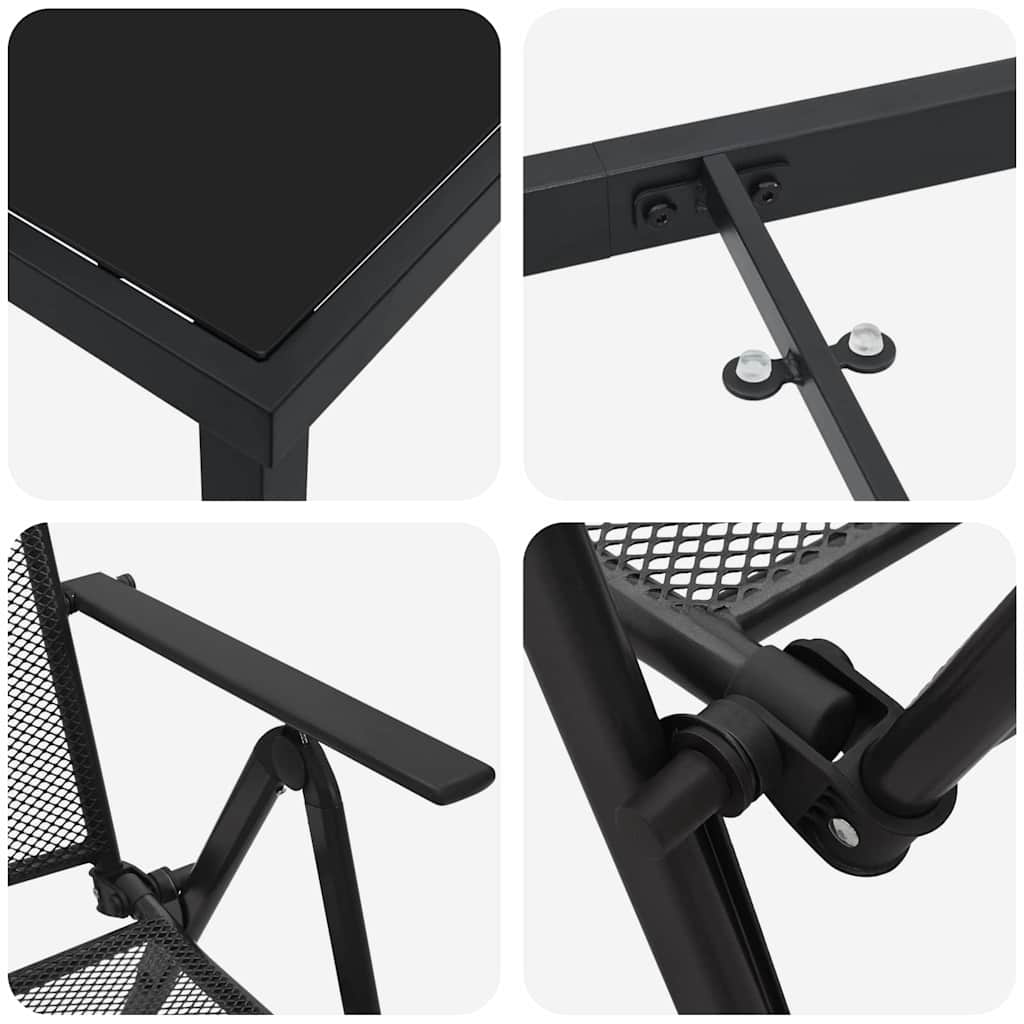 Set da Pranzo per Giardino 7 pcs Antracite Acciaio - homemem39