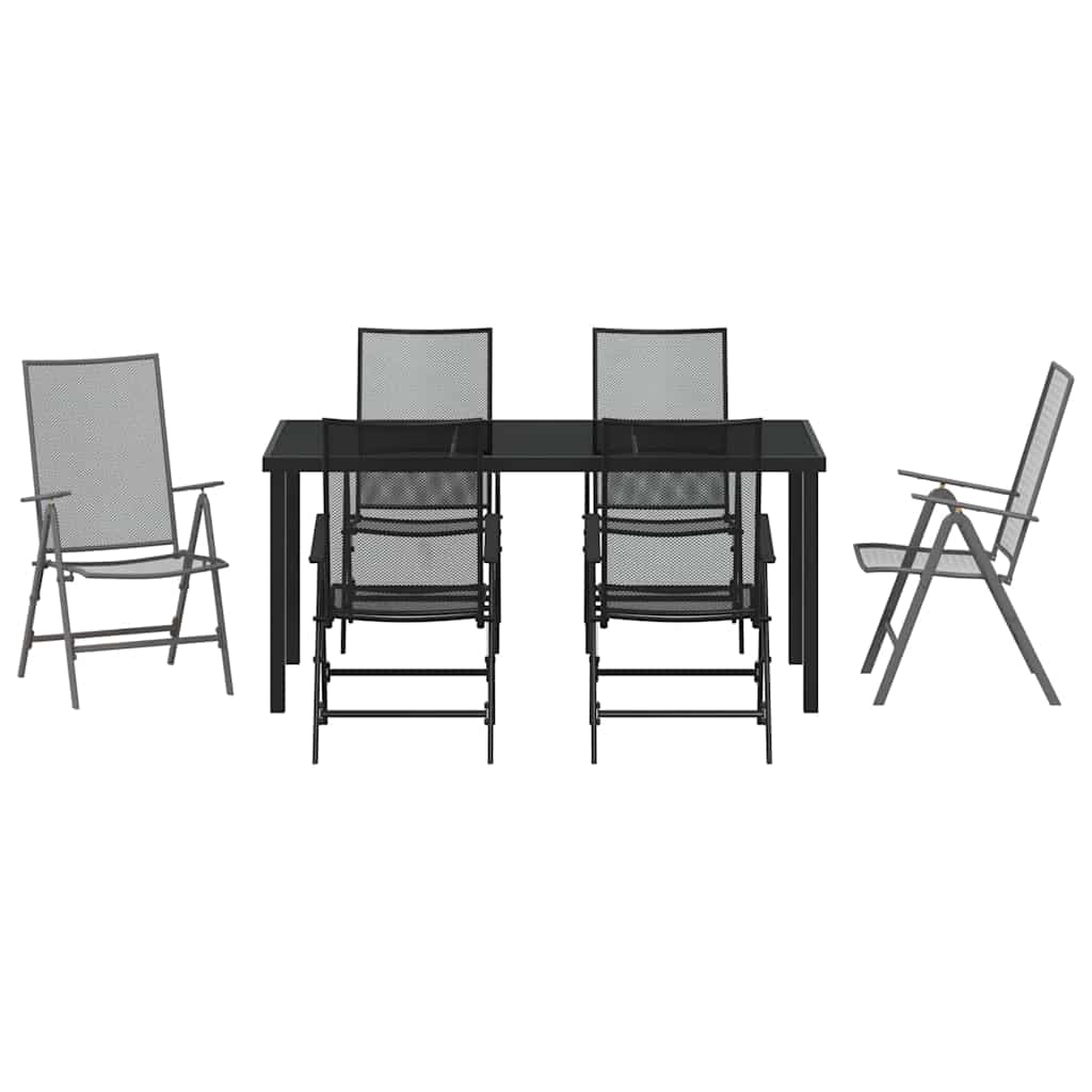 Set da Pranzo per Giardino 7 pcs Antracite Acciaio - homemem39