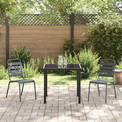 Set da Pranzo per Giardino 3 pcs Grigio scuro Acciaio - homemem39