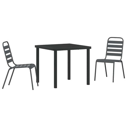 Set da Pranzo per Giardino 3 pcs Grigio scuro Acciaio - homemem39