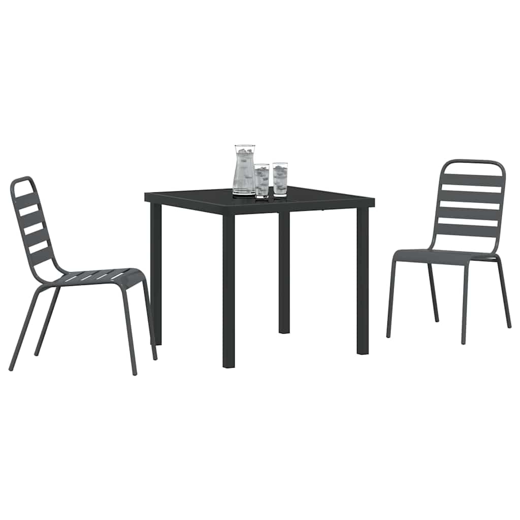 Set da Pranzo per Giardino 3 pcs Grigio scuro Acciaio - homemem39