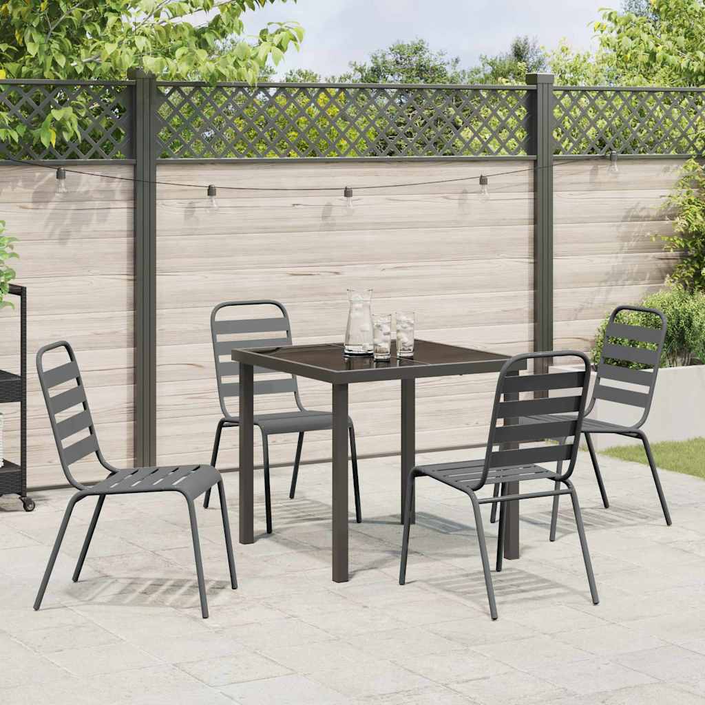Set da Pranzo per Giardino 5 pcs Grigio scuro Acciaio - homemem39