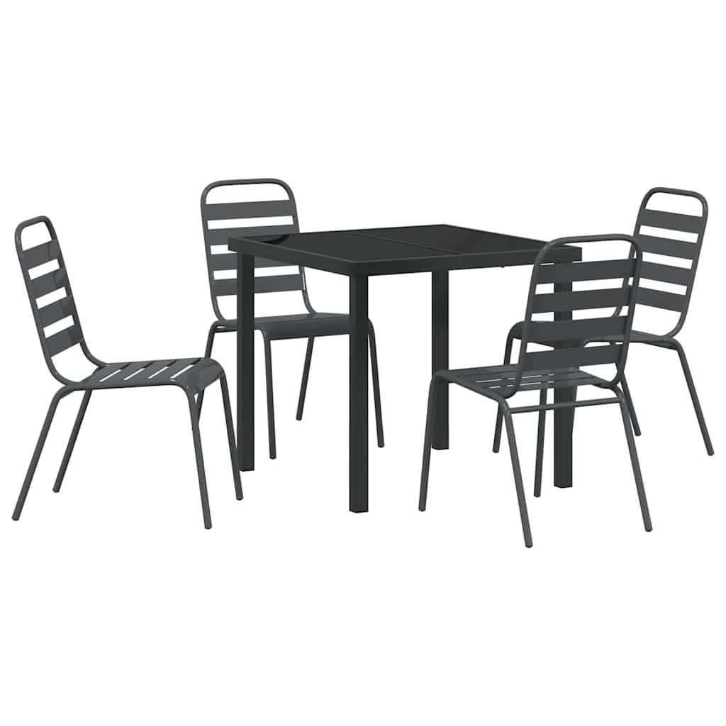 Set da Pranzo per Giardino 5 pcs Grigio scuro Acciaio - homemem39