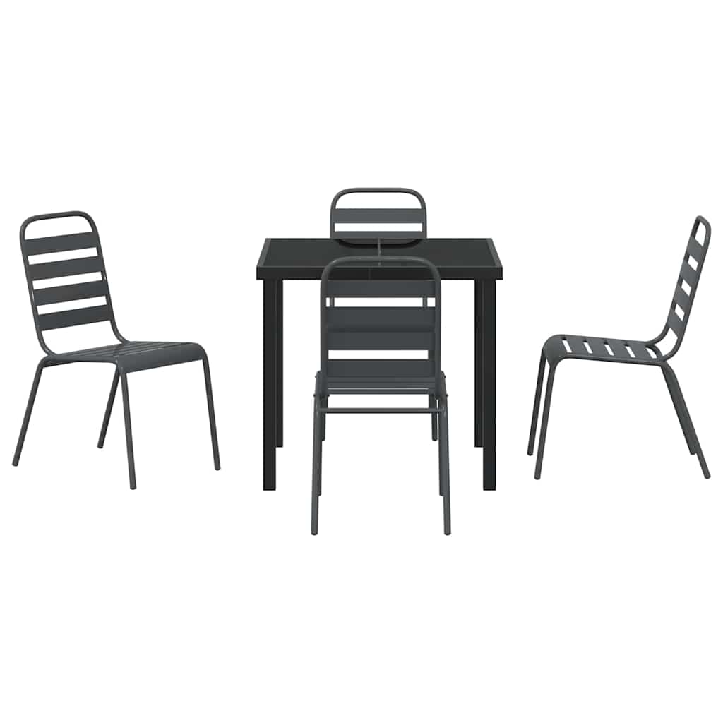 Set da Pranzo per Giardino 5 pcs Grigio scuro Acciaio - homemem39