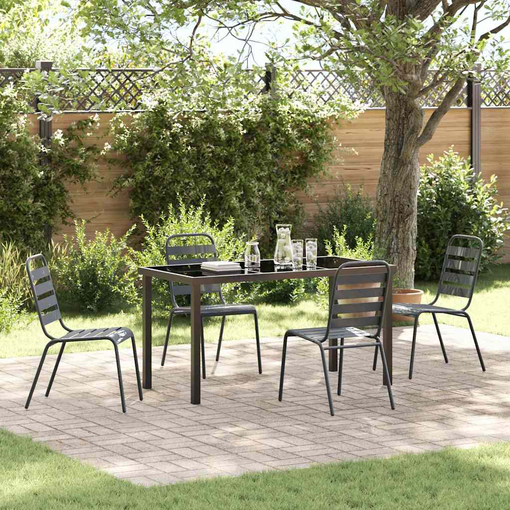 Set da Pranzo per Giardino 5 pcs Grigio scuro Acciaio - homemem39