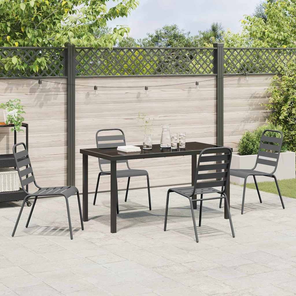 Set da Pranzo per Giardino 5 pcs Grigio scuro Acciaio - homemem39