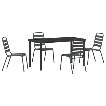 Set da Pranzo per Giardino 5 pcs Grigio scuro Acciaio - homemem39