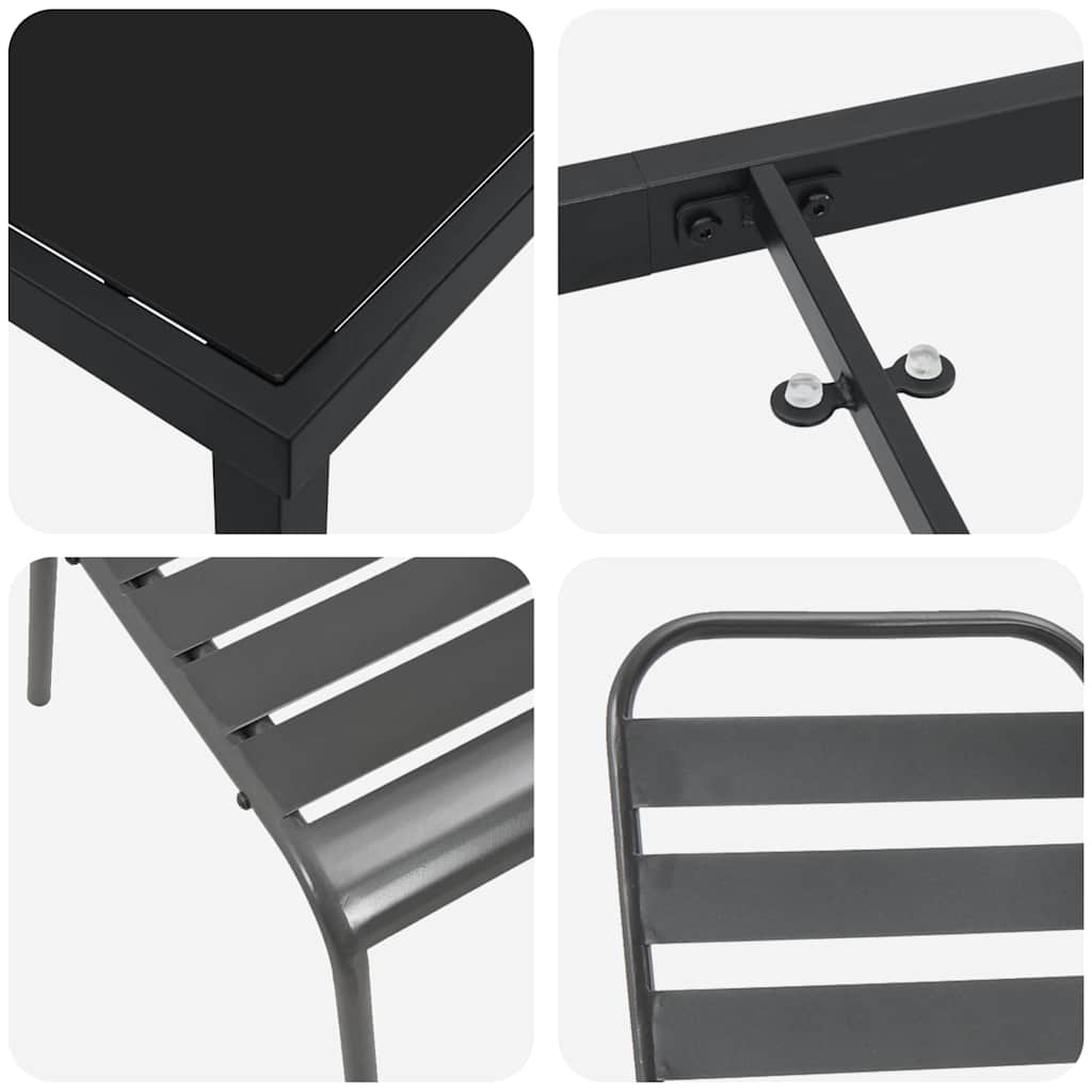 Set da Pranzo per Giardino 5 pcs Grigio scuro Acciaio - homemem39