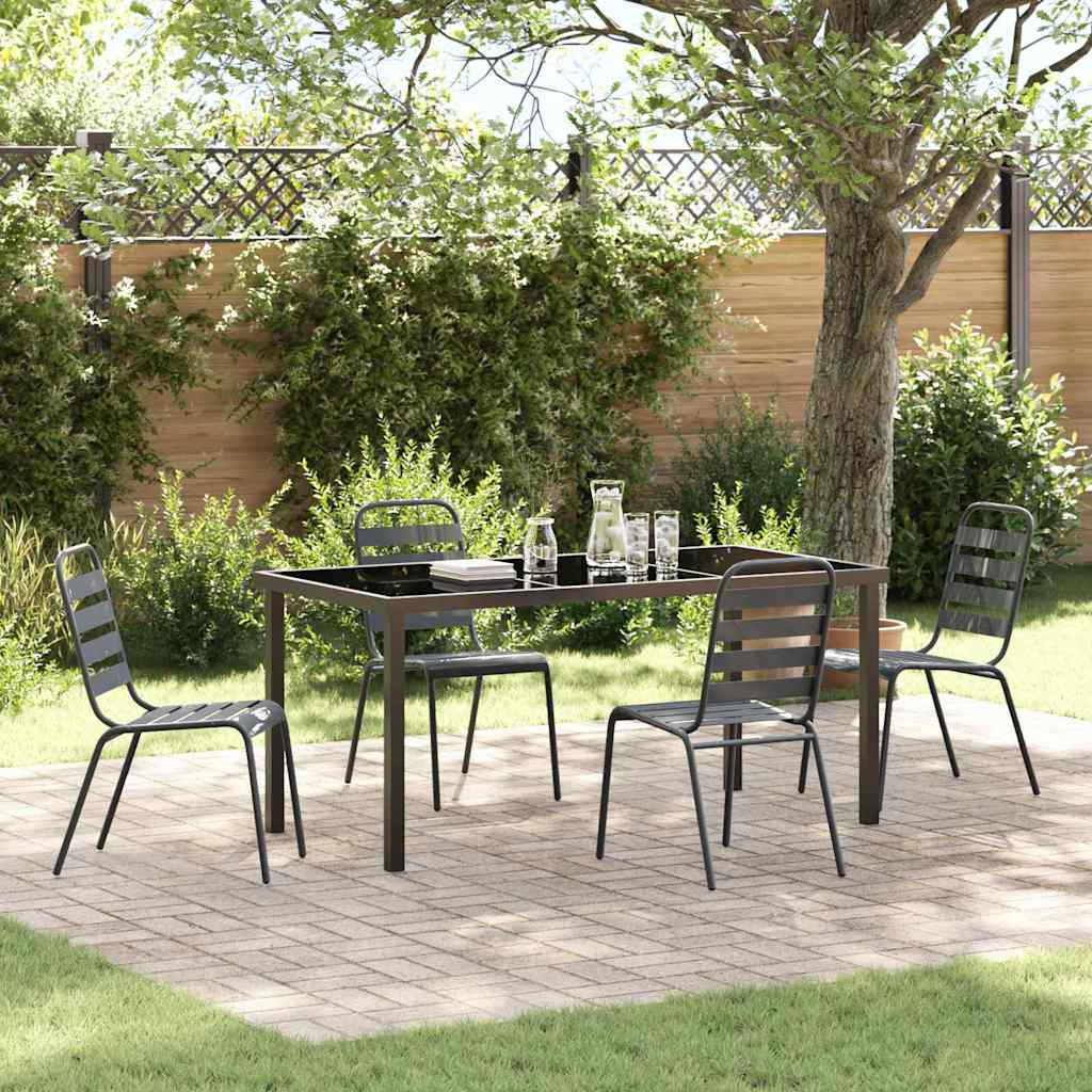 Set da Pranzo per Giardino 5 pcs Grigio scuro Acciaio - homemem39
