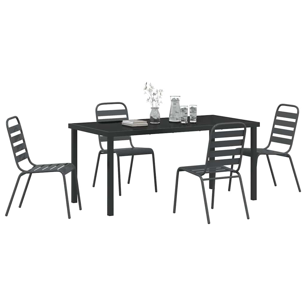Set da Pranzo per Giardino 5 pcs Grigio scuro Acciaio - homemem39