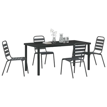 Set da Pranzo per Giardino 5 pcs Grigio scuro Acciaio - homemem39