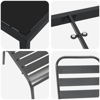 Set da Pranzo per Giardino 7 pcs Grigio scuro Acciaio - homemem39