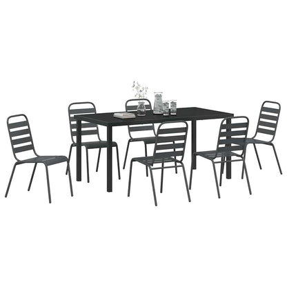 Set da Pranzo per Giardino 7 pcs Grigio scuro Acciaio - homemem39
