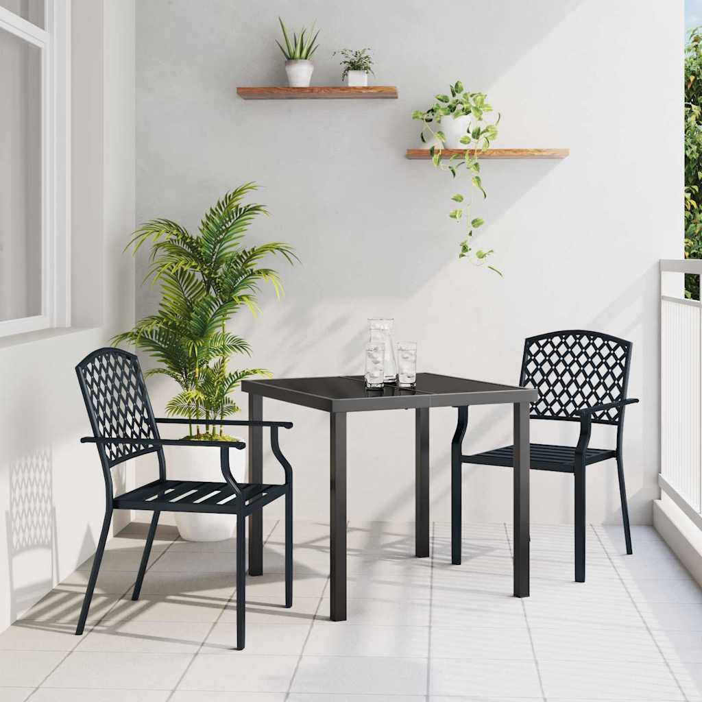 Set da Pranzo per Giardino 3 pcs Antracite Acciaio - homemem39