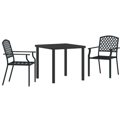Set da Pranzo per Giardino 3 pcs Antracite Acciaio - homemem39