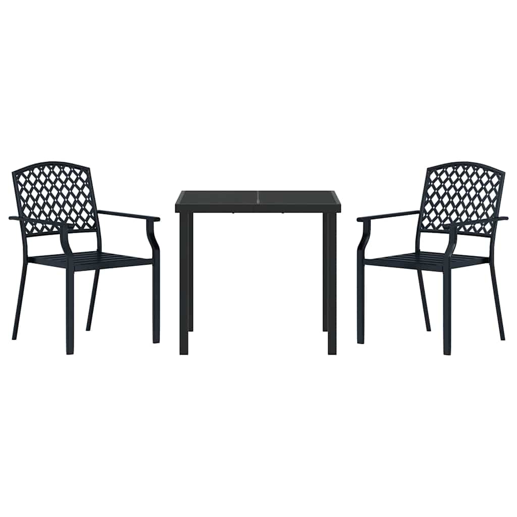 Set da Pranzo per Giardino 3 pcs Antracite Acciaio - homemem39