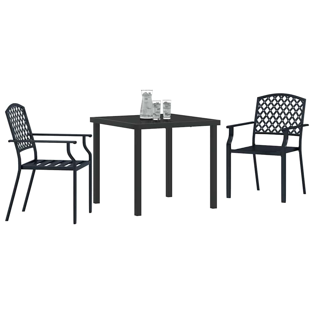 Set da Pranzo per Giardino 3 pcs Antracite Acciaio - homemem39