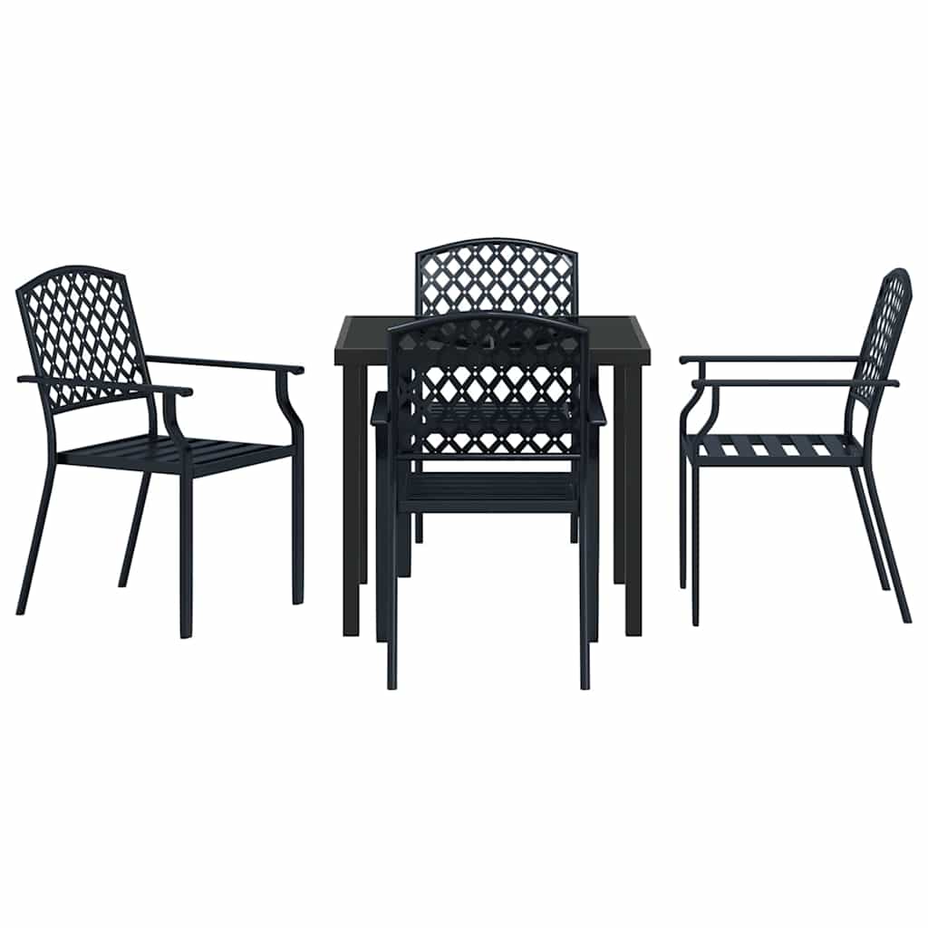 Set da Pranzo per Giardino 5 pcs Antracite Acciaio - homemem39