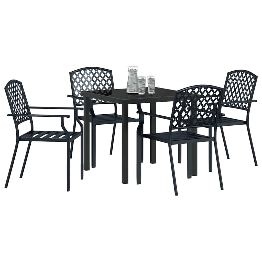 Set da Pranzo per Giardino 5 pcs Antracite Acciaio - homemem39
