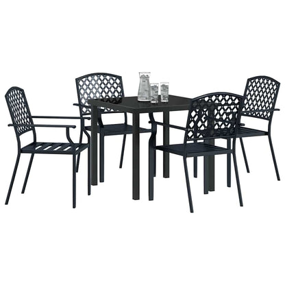 Set da Pranzo per Giardino 5 pcs Antracite Acciaio - homemem39