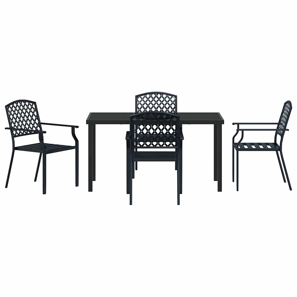 Set da Pranzo per Giardino 5 pcs Antracite Acciaio - homemem39