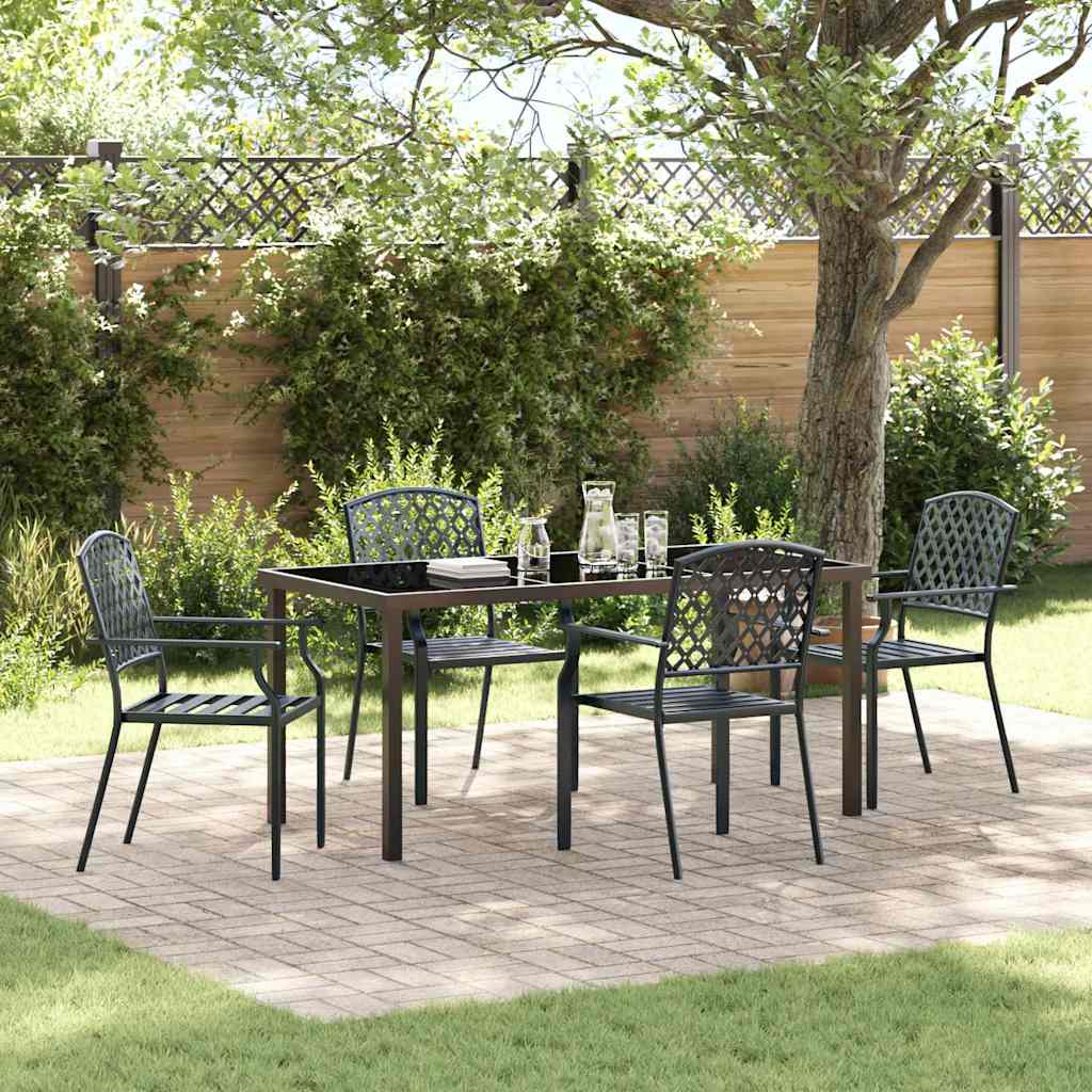 Set da Pranzo per Giardino 5 pcs Antracite Acciaio - homemem39