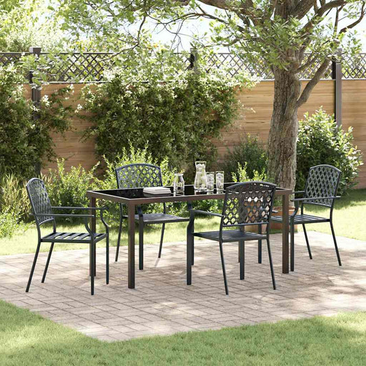 Set da Pranzo per Giardino 5 pcs Antracite Acciaio - homemem39