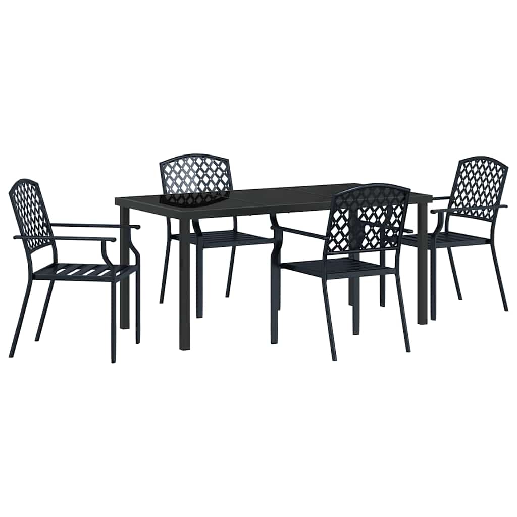Set da Pranzo per Giardino 5 pcs Antracite Acciaio - homemem39