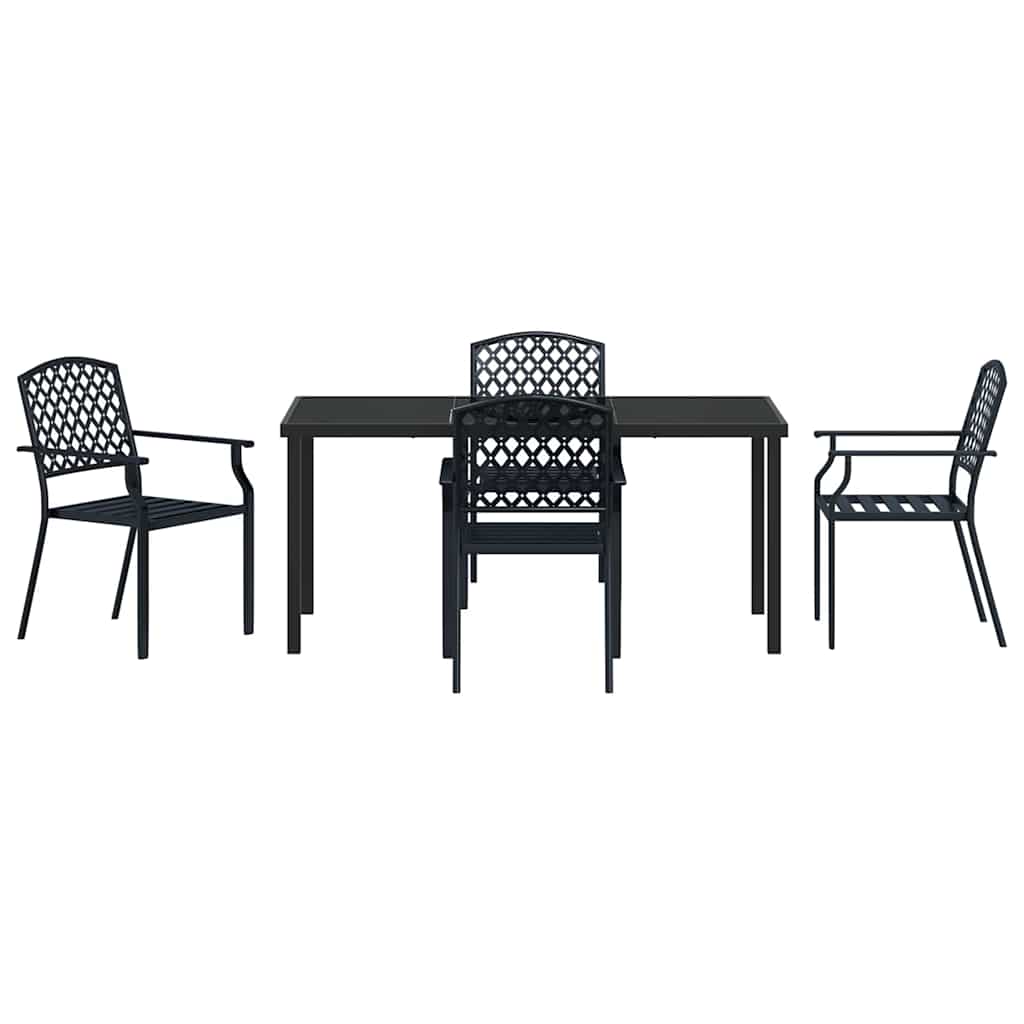 Set da Pranzo per Giardino 5 pcs Antracite Acciaio - homemem39