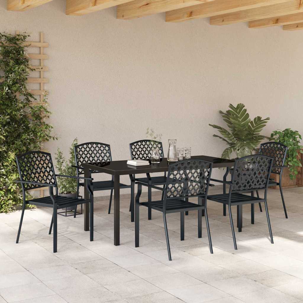 Set da Pranzo per Giardino 7 pcs Antracite Acciaio - homemem39