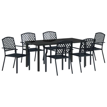 Set da Pranzo per Giardino 7 pcs Antracite Acciaio - homemem39