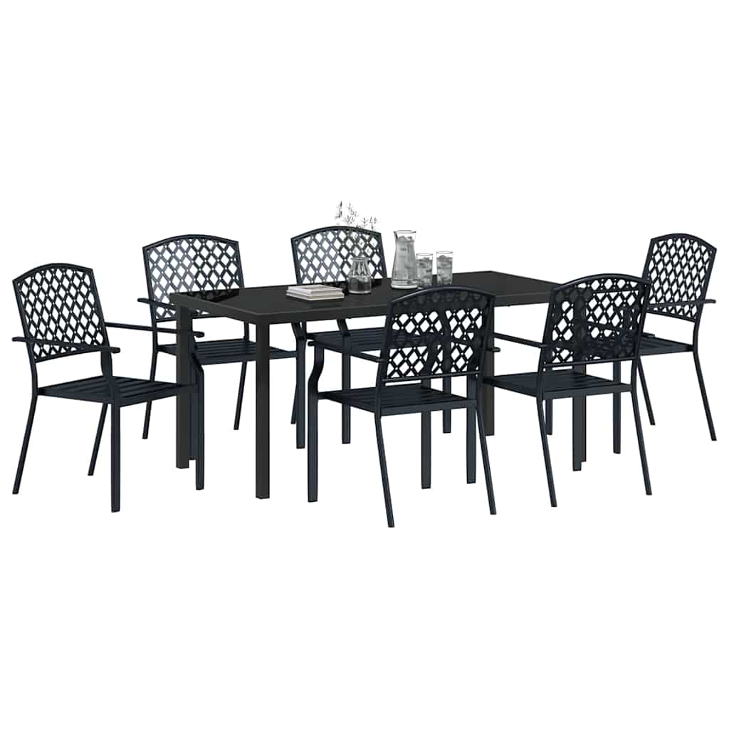 Set da Pranzo per Giardino 7 pcs Antracite Acciaio - homemem39