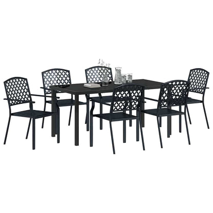 Set da Pranzo per Giardino 7 pcs Antracite Acciaio - homemem39