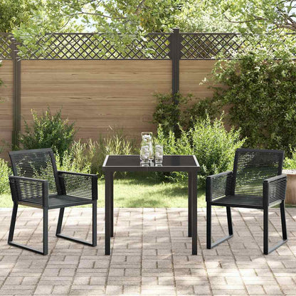 Set da Pranzo per Giardino 3 pcs Nero Poly Rattan - homemem39