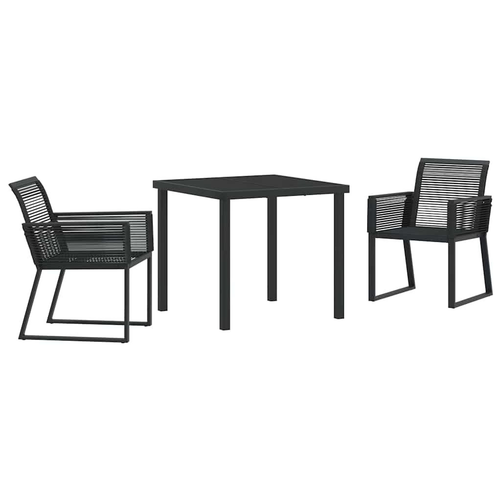 Set da Pranzo per Giardino 3 pcs Nero Poly Rattan - homemem39
