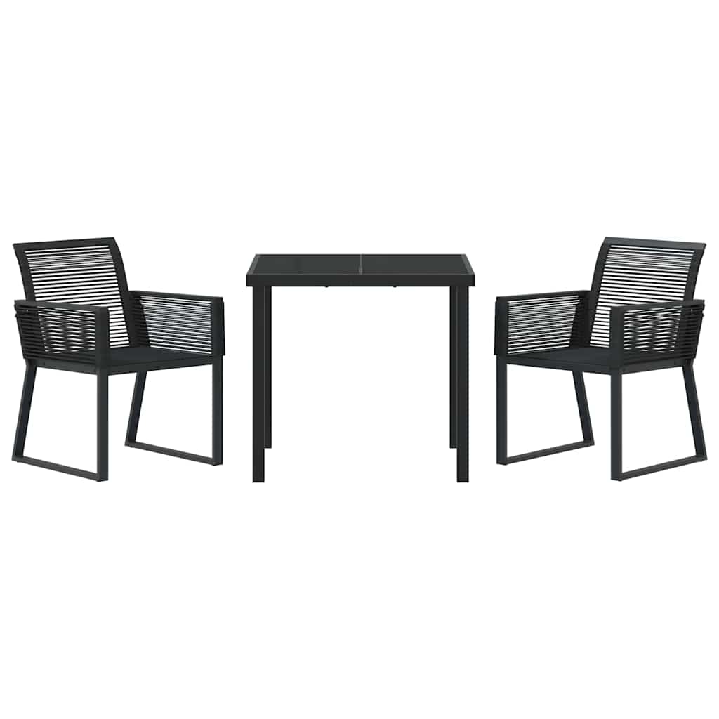 Set da Pranzo per Giardino 3 pcs Nero Poly Rattan - homemem39