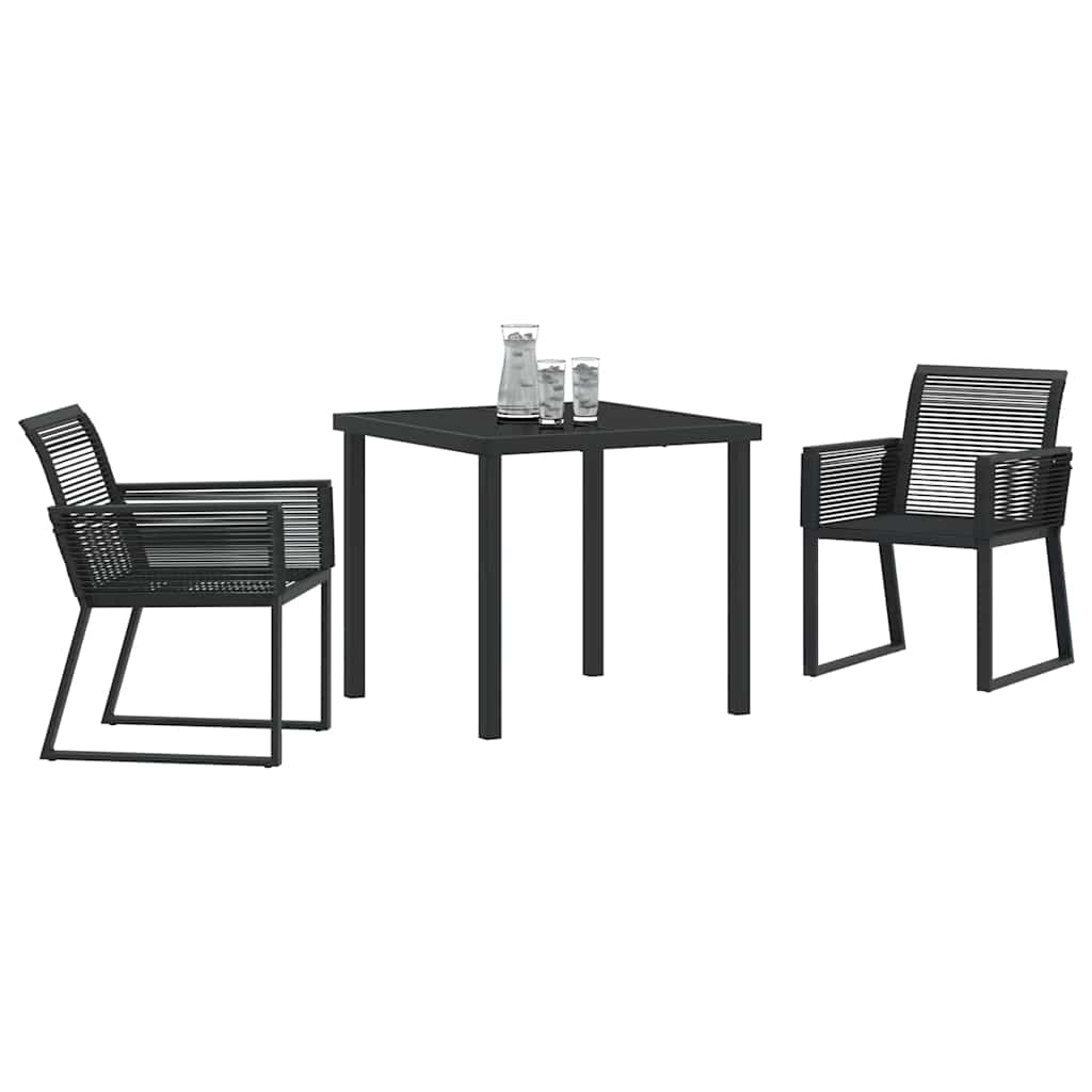 Set da Pranzo per Giardino 3 pcs Nero Poly Rattan - homemem39