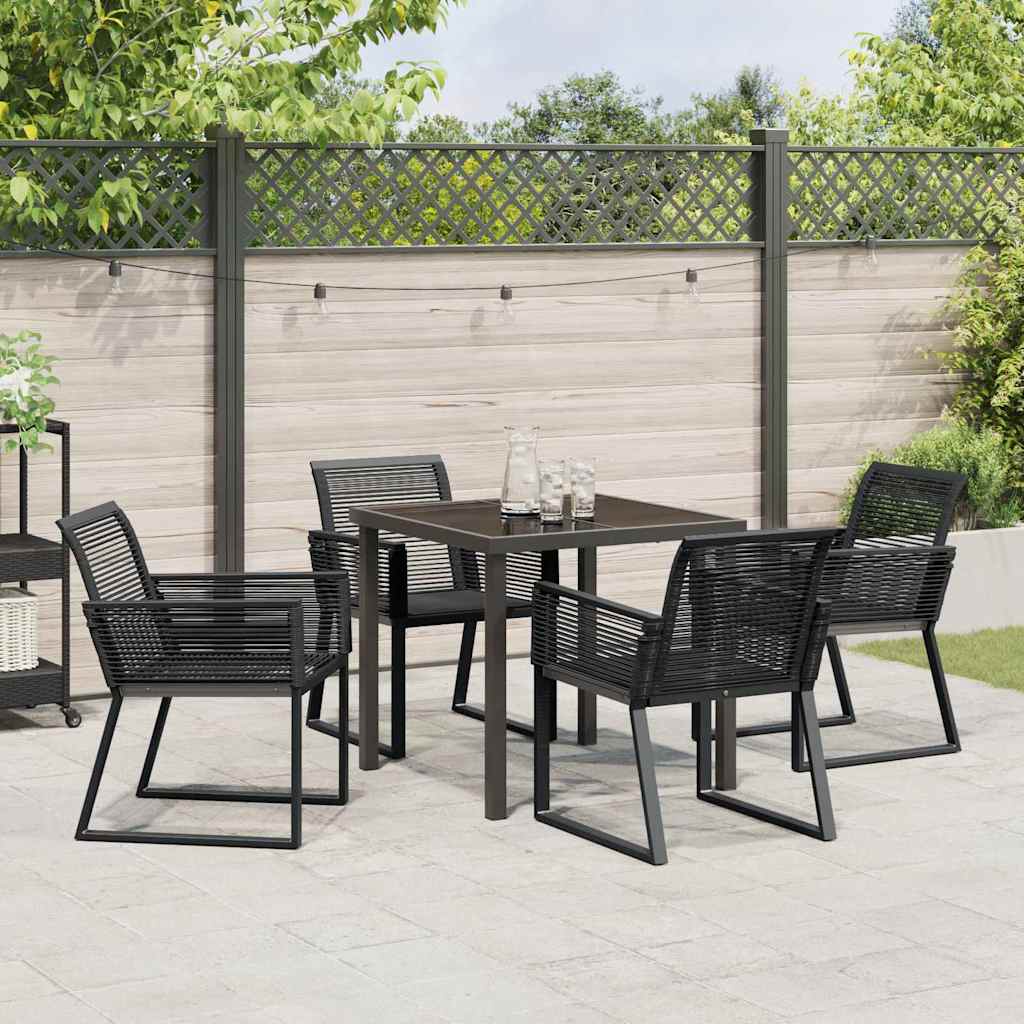 Set da Pranzo per Giardino 5 pcs Nero Poly Rattan - homemem39