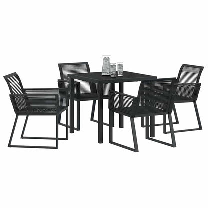 Set da Pranzo per Giardino 5 pcs Nero Poly Rattan - homemem39