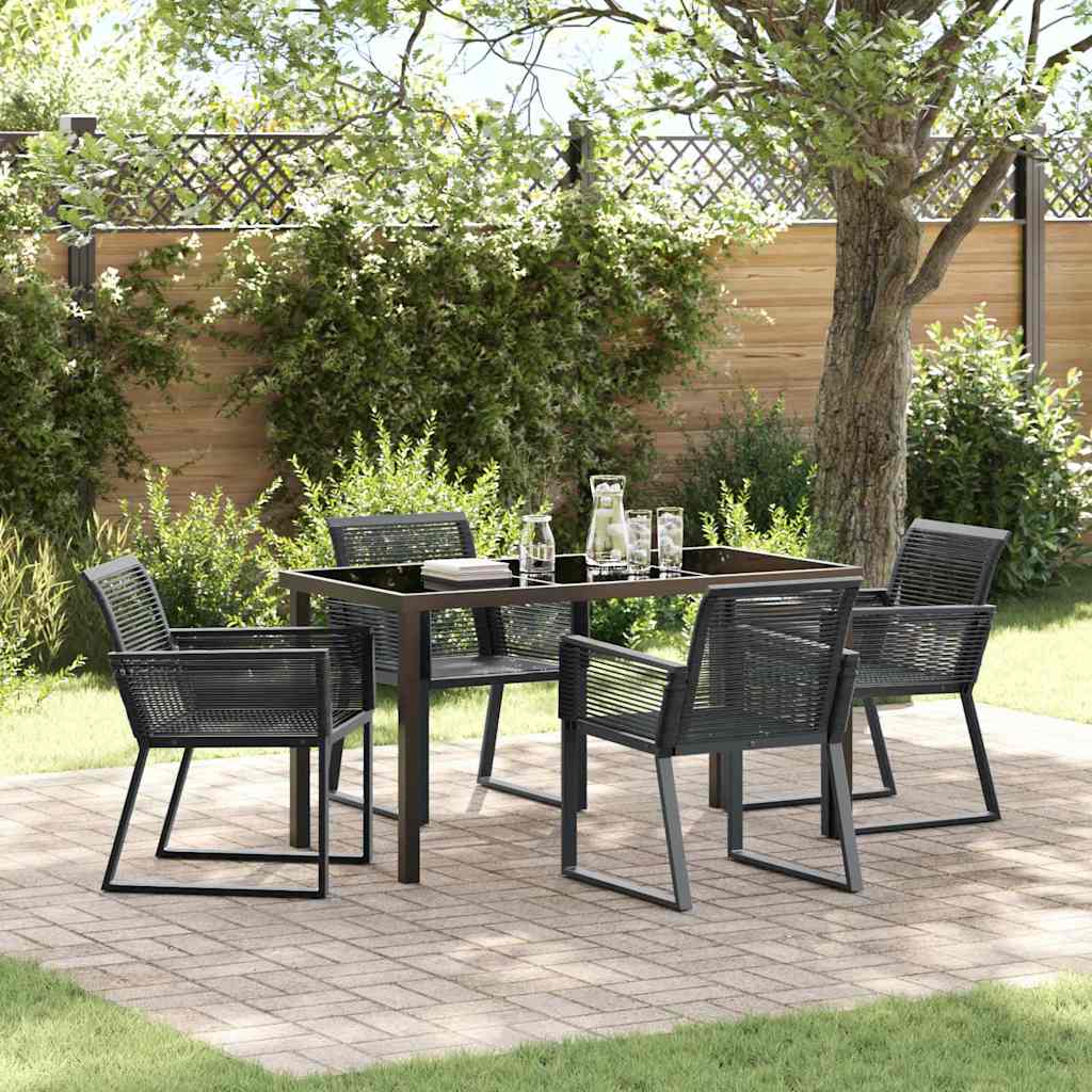 Set da Pranzo per Giardino 5 pcs Nero Poly Rattan - homemem39