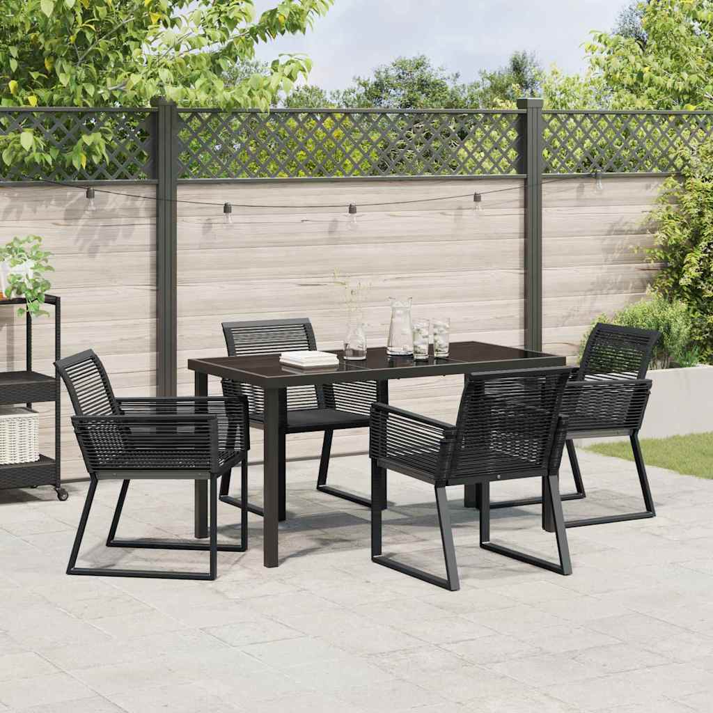 Set da Pranzo per Giardino 5 pcs Nero Poly Rattan - homemem39