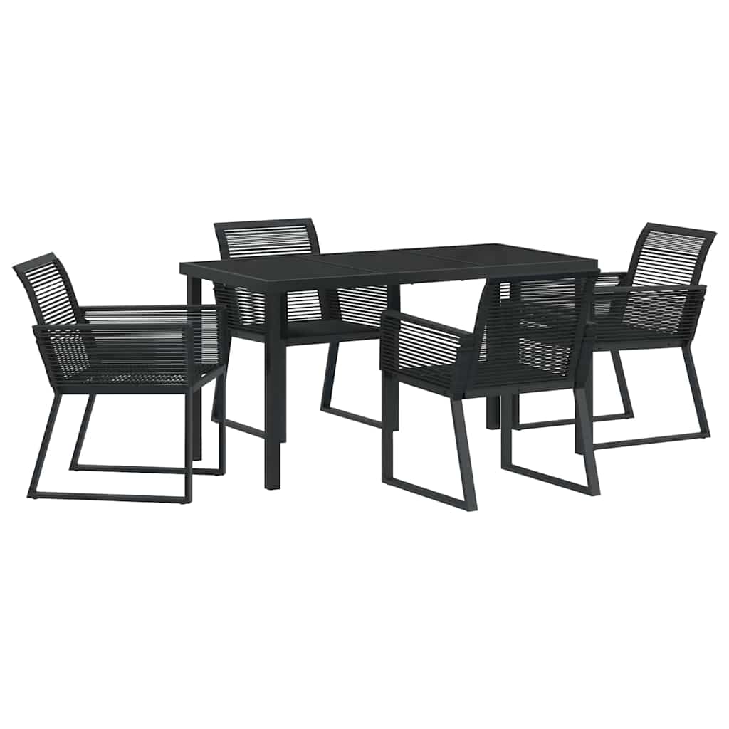 Set da Pranzo per Giardino 5 pcs Nero Poly Rattan - homemem39
