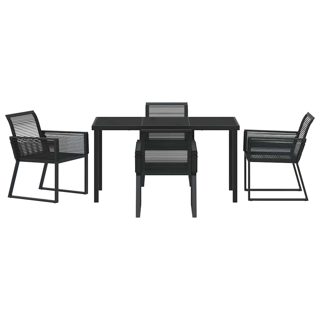 Set da Pranzo per Giardino 5 pcs Nero Poly Rattan - homemem39