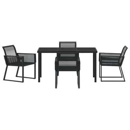 Set da Pranzo per Giardino 5 pcs Nero Poly Rattan - homemem39
