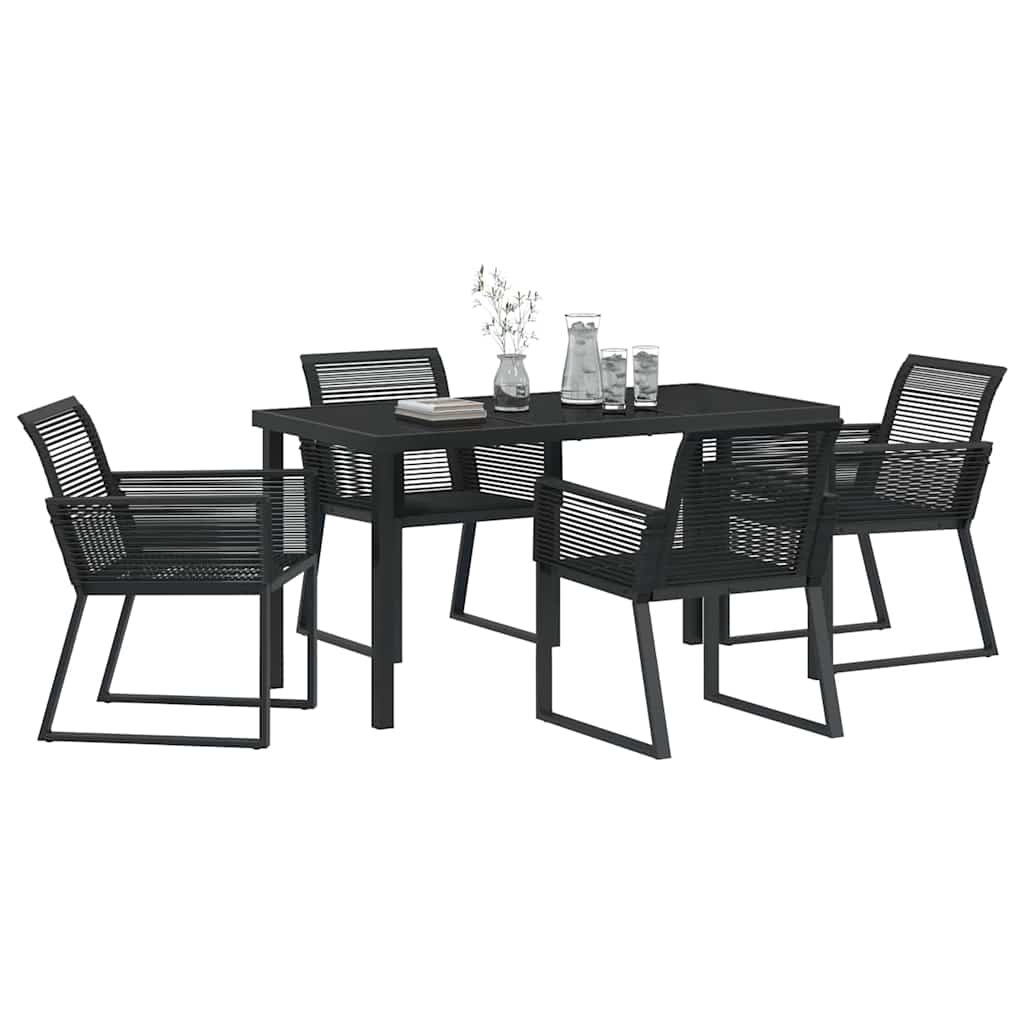 Set da Pranzo per Giardino 5 pcs Nero Poly Rattan - homemem39
